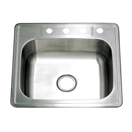 GOURMETIER GKTS2522 Drop-in Single Bowl Kitchen Sink, Brushed GKTS2522